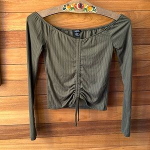 Forest Green Off The Shoulder Long Sleeve